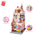 Qman City Corner Series Model Street Mini Building Honey Sweet Dessert House Block Toys