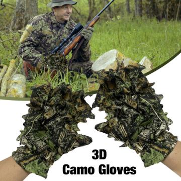 1 Pair 3D Leaf Camo Gloves Full Finger For Outdoor Hunting Fishing CS Tactical Shooting Camo Gloves Unisex Cycling Mittens