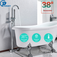 Thermostatic Bathtub Floor Stand Faucet Mixer Single Handle Mixer Tap 360 Rotation Spout Plastic Handshower Bath Mixer Shower