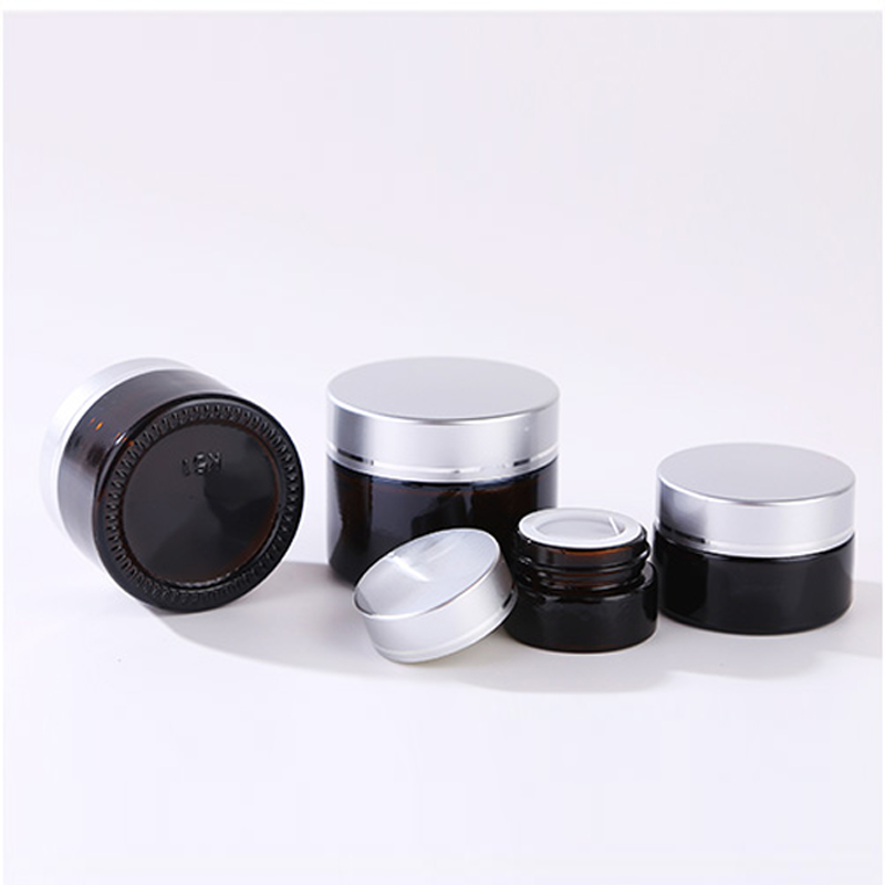 5pcs 5g 10g 20g 30g 50g Empty Amber Brown Glass Cosmetic Jar Face Cream Lotion Refillable Bottles Pots Travel Make up Containers
