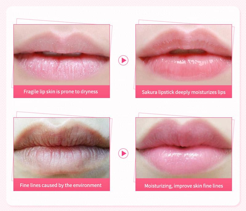 1Pc Cherry Blossoms Color Change Lip Balm Long-lasting Moisturizing lips Repair lighten lip lines Makeup Lipstick TSLM1