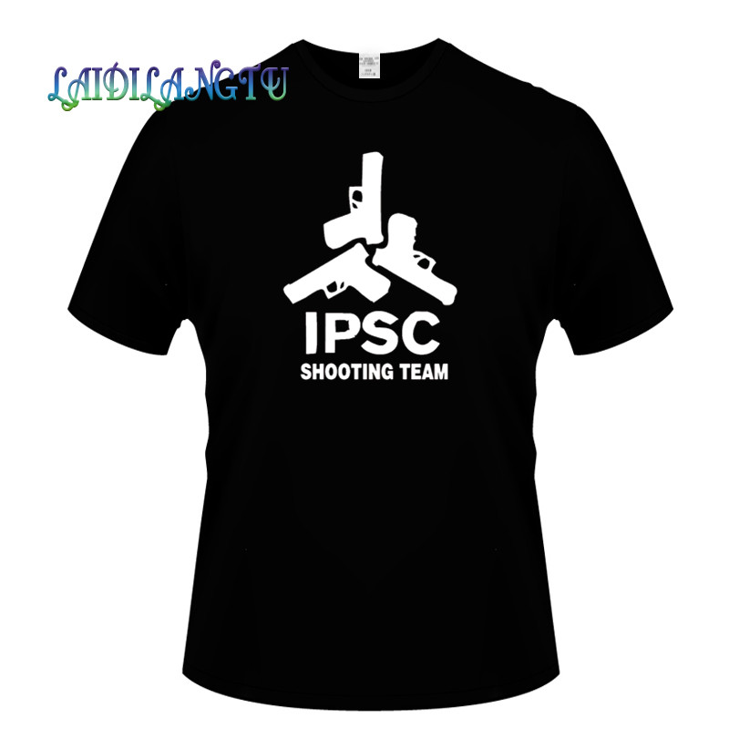 Europe Size Solid color 100% Cotton T Shirt Mens IPSC Shooting Team Summer Skateboard Tee Boy Hip hop Skate Tshirt Tops