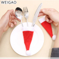 10Pcs Christmas Mini Caps Cutlery Holder Cover Pocket Knife Fork Spoon Package Christmas Table Decoration for Home Xmas Supplies