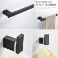 Bath Hardware Set Stainless Steel Towel Shelf Roll Paper Holder Wall Mounted Toothbrush Holder Toilet Brush Holder Black Color