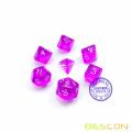 Bescon Mini Translucent Polyhedral RPG Dice Set 10MM, Small RPG Role Playing Game Dice Set D4-D20 in Tube, Transparent Purple
