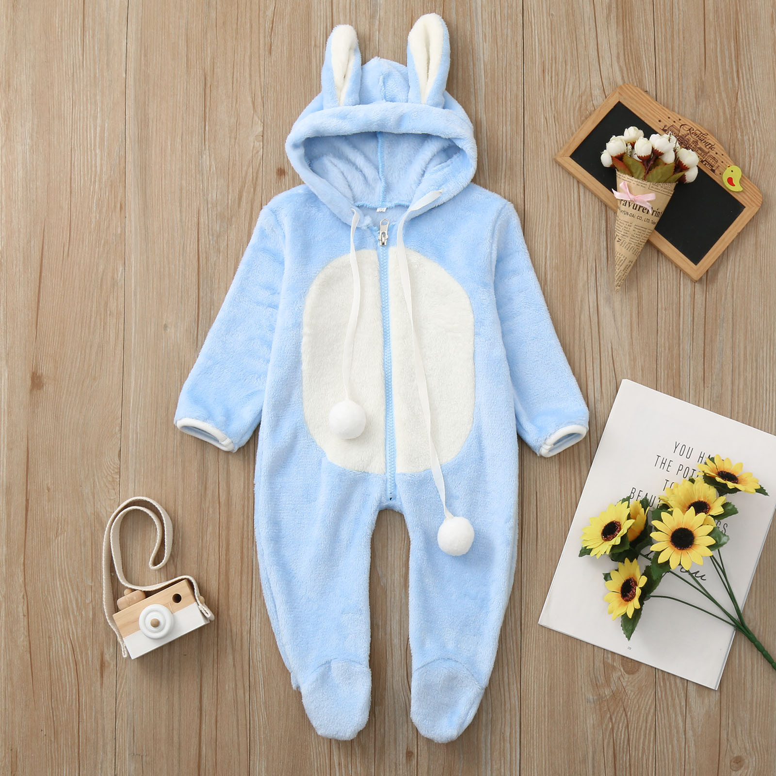 Newborn Jumpsuit Coat Baby Boys Girls 2020 Fashion Winter Thick Cute Ear Fleece Romper Warm Zipper Outwear Children's Clothes