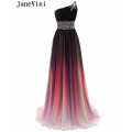 JaneVini Rainbow Shadow Gradient Prom Dresses Long Ombre Beaded Women Party Dress Evening Gowns robe grande taille femme 2020