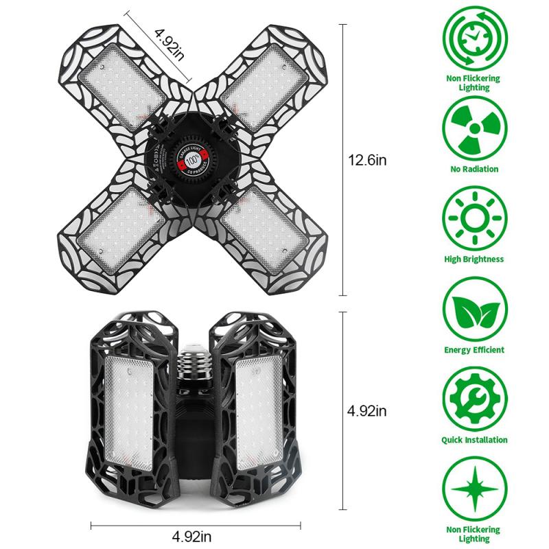 LED garage light household warehouse foldable deformable light P-12 96LED 120W E26 360 degree deformable ceiling light