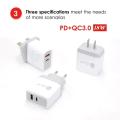 PD 18W Type-C Charger Compatible With QC3.0 Fast Charging USB Mobile Phone Charger For US/UK/EU Plug High-quality Dropshipping