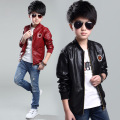 Top Quality Spring Leather Boys Jacket And Coat Waterproof Fashion Pattern O-Neck Black Kids Blazers Jackets Free Shipping