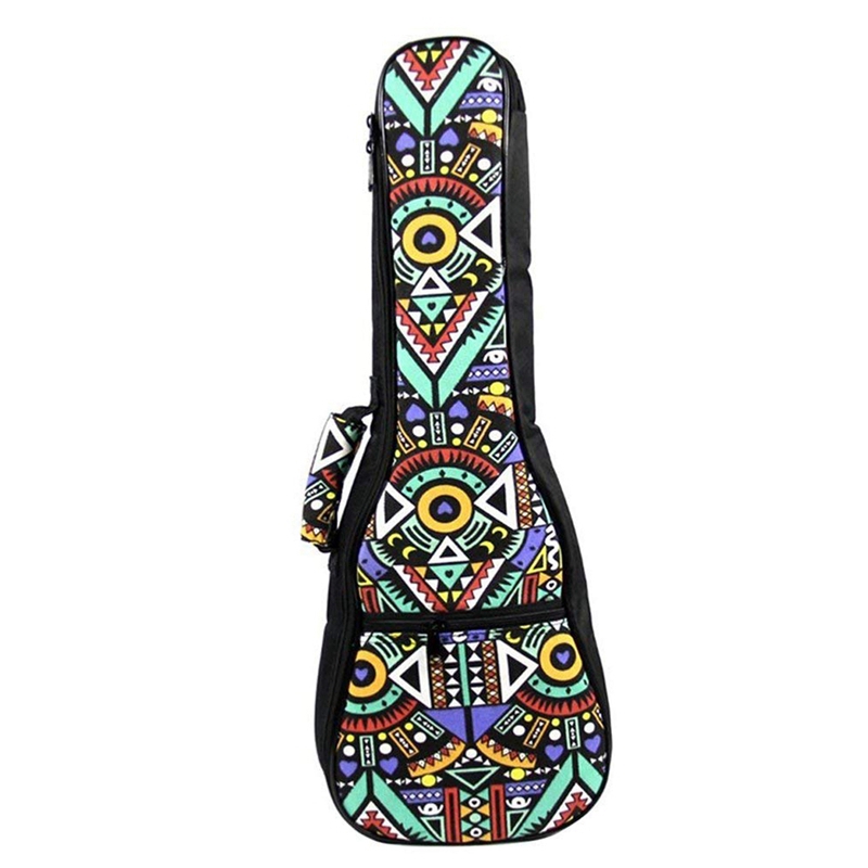 23/24 Inch Double Strap Hand Folk Ukulele Carry Bag Cotton Padded Case For Ukulele Guitar Parts Accessories,Blue-Graffiti