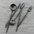 JANKNG 18/10 European Black Stainless Steel Dinnerware Set Luxury Matte Fork Knife Cutlery Set Dinner Silverware Tableware for 1
