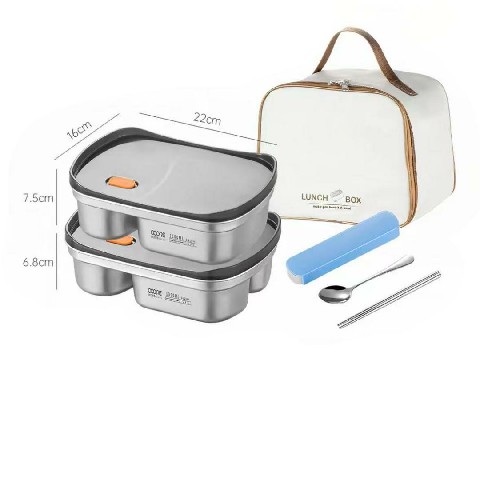 Stainless steel lunch box set.