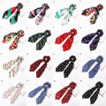 fashion summer Ponytail Scarf Elastic Hair Rope for Women Hair Bow Ties Scrunchies Hair Bands Flower Print Ribbon Hairbands