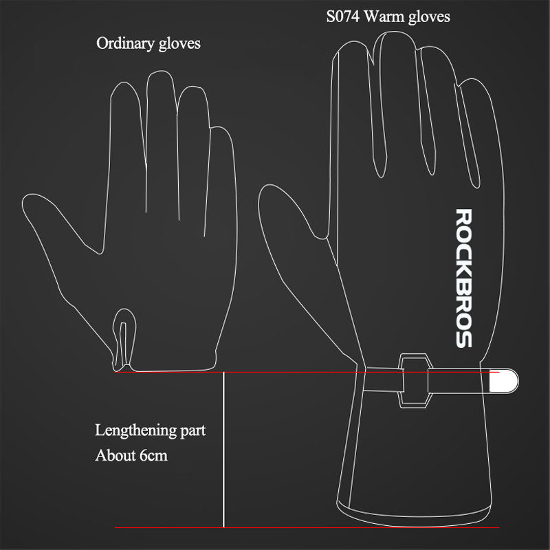 RockBros -30 Degree Windproof Winter Fleece Thermal Ski Gloves Long Full Finger Cycling Gloves Motorcycle Bicycle Gloves