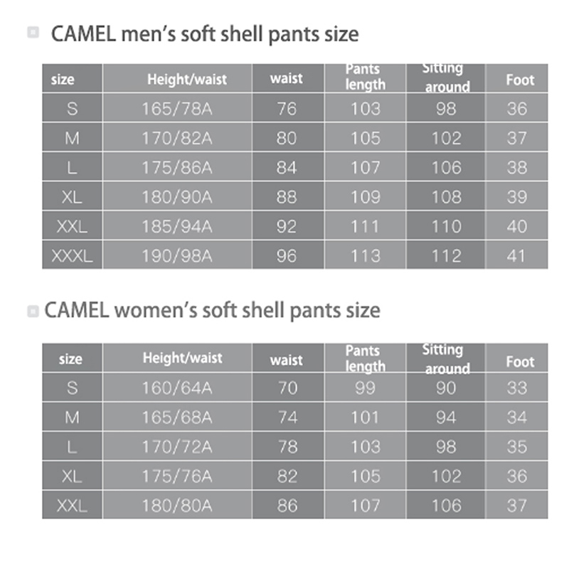 CAMEL Women Men Outdoor Hiking Pants Waterproof Windproof Warm Fleece Inner Softshell Trousers Tactical Trekking Pants