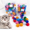 20/50pcs Interactive Cat Sound Paper Self-healing Colorful Bright Silk Glitter Toy Ball Combinations Funny Cat Set Pet Products