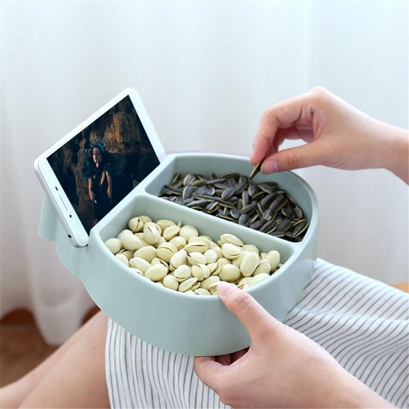Nuts Box Dry Fruits Seeds Nuts Storage Bowl Plate Creative Shape Dish Organizer Snack Container Tray with Phone Holder