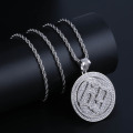 New Fashion 69 Saw Necklace Cubic Zircon Saw Horror Movie Theme Hiphop Pendant Necklace Stainless Steel Chain Iced Out Rotatable