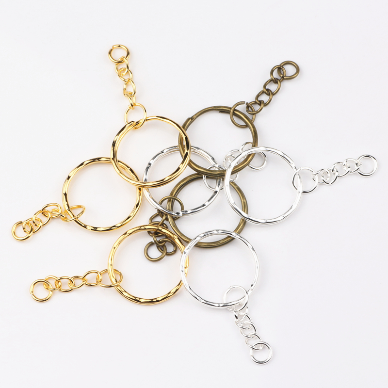 50Pcs/lot 1.3x25mm Gold Color Plated Key Ring with 4link chain 55mm Long, New Metal keychains,Key Chain and Key Ring Accessory