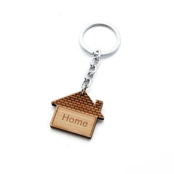 Wooden House Keychain Ring Home Housewarming Wood Key Chains for Men Cute Key Ring women Girls Car Accessories Gifts