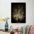 Chicago New York Washington City Map Poster Black Gold High-End Home Decorative Canvas Painting for Wall Decoration