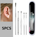 5pcs Stainless Steel Ear Pick Wax Curette Remover Ear Cleaner Care Earpick Set Ear Clean Tool