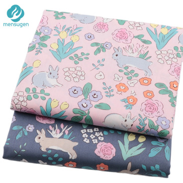 Fabric Meters Rabbit Rose Tulip Printed Cotton Fabrics for Sewing Girls Dresses Baby Nest Blankets Clothes DIY Sewing Tissu