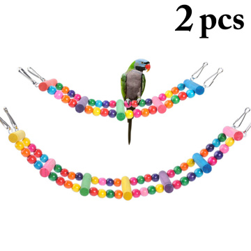 2PCS Bird Ladder Toy Bite-resistant Creative Parrot Chew Toy Bird Swing Toy Colorful Bead Swing Toy Parrot Funny Favor Toy