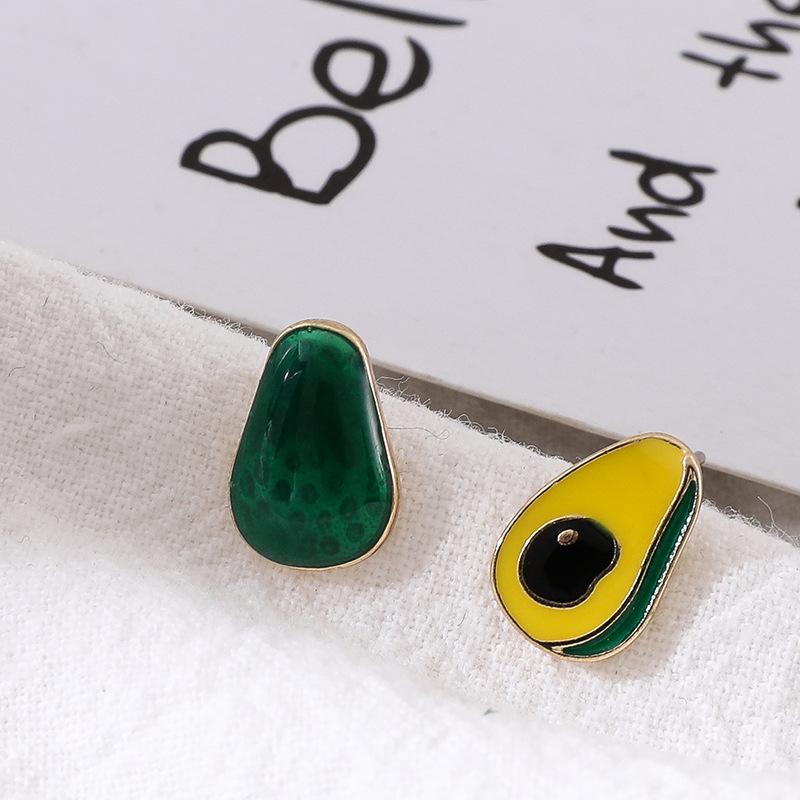 Korean temperament lovely color avocado stud earrings sweet young girl small fresh earrings