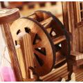 Fine Waterwheel Classical Rotary Bear Dancer Hourglass Music Box Creative Artware Gift Wooden Crafts Home Decor