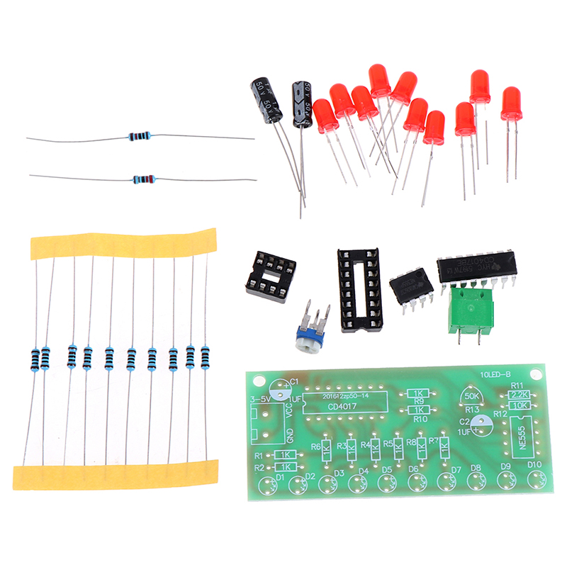 LED Light Chaser Water Flowing Light LED Electronic DIY Kits Module NE555 + CD4017 Driver Water Powered NE555 Circuit Red