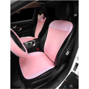 PINK Seat Covers for Cars Full Set Girly Women Universal Bling Accessories Winter Warm Luxury Rhinestone Cushion Front Rear