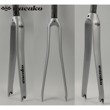 wacako full Carbon Fork New Style Road Bike Fork Bicycle Parts 1-1/8 700c 367g road bicycle fork Cycling Accessories Silver