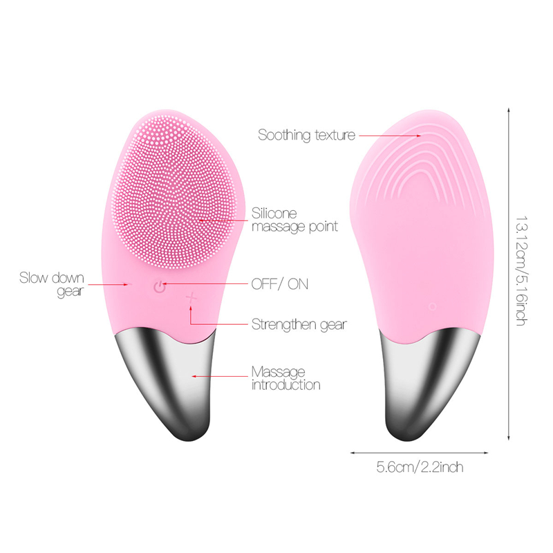 Sonic Facial Cleansing Brush Silicone Electric Face Washing Brush USB Rechargeable Skin Massage