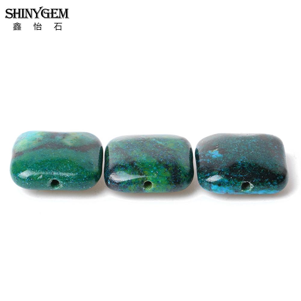 ShinyGem 20mm Square Phoenix Stone Big Dyed Chrysocolla Azurite Loose Bead Green Natural Stone Beads For Jewelry Making 5pcs/Lot