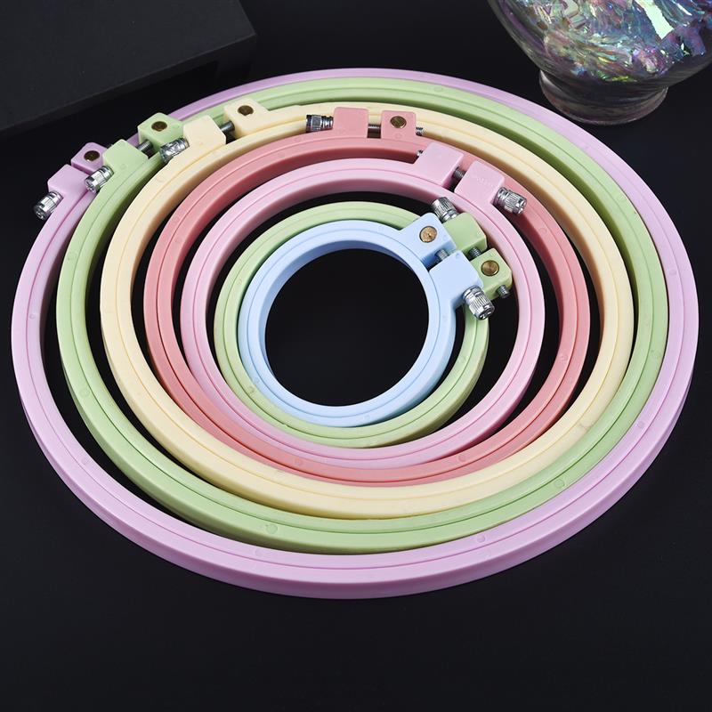 7size 8-25cm Plastic Embroidery Hoop Ring Frame DIY Needlecraft Cross Stitch Machine Round Loop Hand Adjustable Sewing Tool