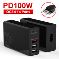 100W PD adapter chargers QC 3.0 4 Port for macbook huaweibook EU UK AU US Sockets