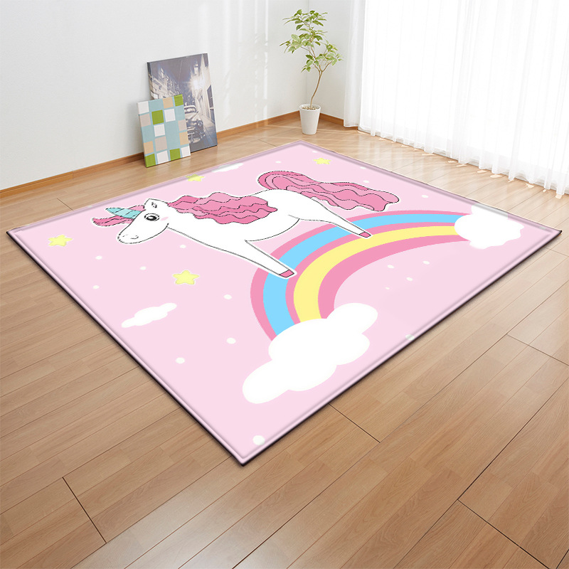 Cartoon Unicorn Carpet Kid Girls Room Decoration Area Rugs Children Play Pad Soft Flannel Birthday Gift Living Room Rugs Carpets
