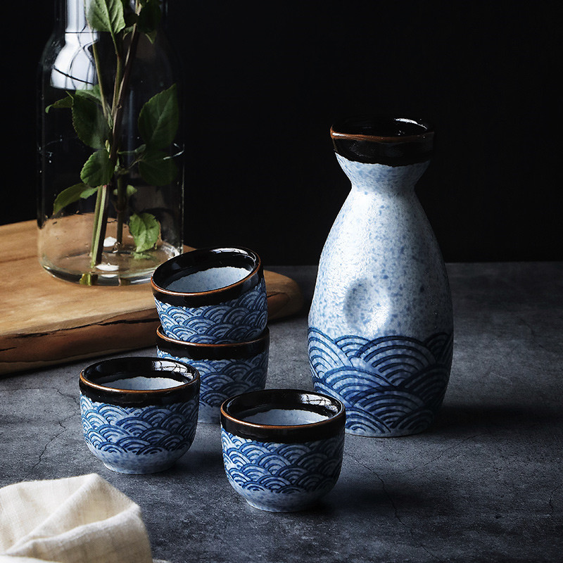 Japanese Style Creative Simple Sake Wine Cups Ceramic Vintage Wine Bottle Flagon Liquor Spirits Mug Household Drinkware Bar Set