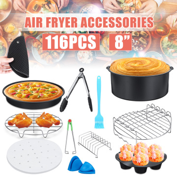 116pcs/set 8 Inch Air Fryer Access Fit for Airfryer 5.2-5.8QT Baking Basket Pizza Plate Grill Pot Kitchen Cooking Tool for Party