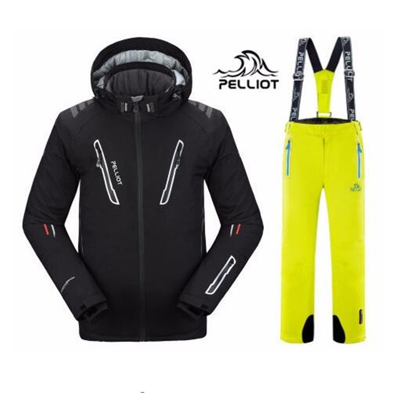 2019 New Pelliot Male Ski Suits Jacket+Pants Men's Water-proof Breathable TThermal Cottom-padded Snowboard Suit Men Ski Jacket