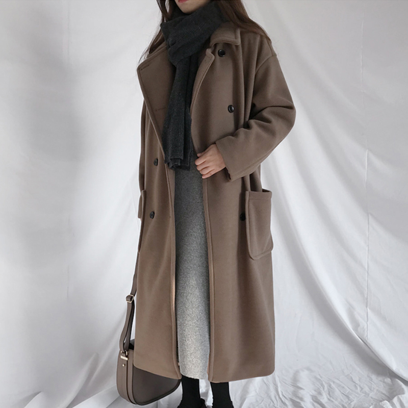 Autumn Winter Coat Women Wool Blends Coat Oversize Long Trench Coat Outwear Wool Coat Women Outwear abrigos mujer invierno 2019