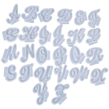 26Pcs/Set English Letters Resin Mold A-Z Alphabet Shaped Pendant Silicone Mould