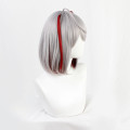 Game Arknights W Wig Grey and Red Short Heat Resistant Synthetic Hair Hallowen Party +Free Wig Cap