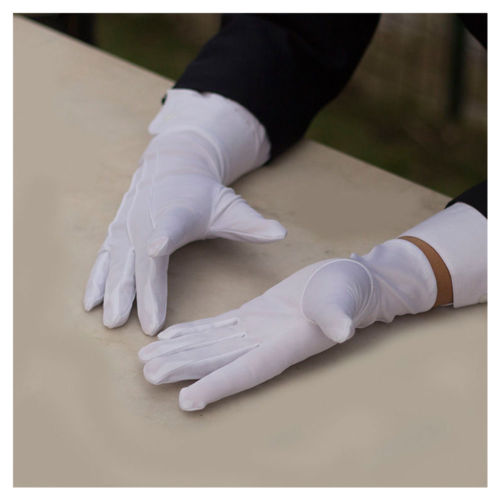 24x9cm Men's New White Tuxedo Gloves Formal Uniform Guard Band Butler Santa Magician Great To Use