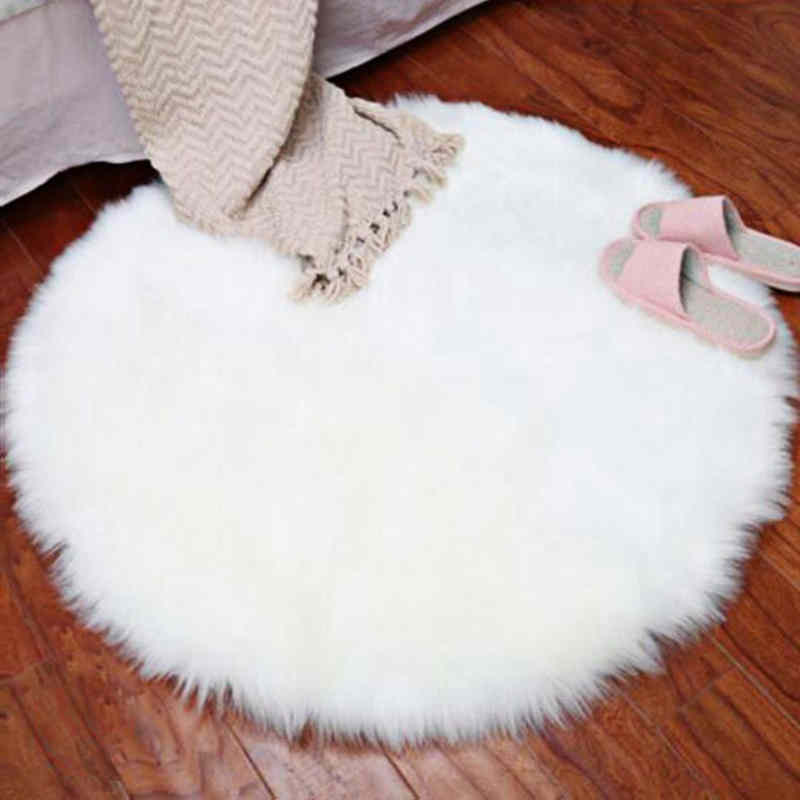 Soft Faux Sheepskin Fur Area Rugs for Bedroom Living Room Floor Shaggy Silky Plush Carpet White Faux Fur Rug Bedside Rugs#9
