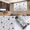 Sweet Frosted Privacy Cover Glass Window Door Black Flower Sticker Film Adhesive Home Decor GHS99