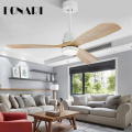 52 Inch modern led 15W solid wood luxury decorative ceiling fan lamp with remote control 100-240V motor ceiling fans With light