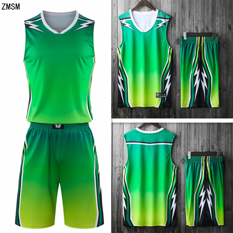 ZMSM youth adult throwback basketball jersey set high quality basketball uniform team custom training vest shorts sports suit